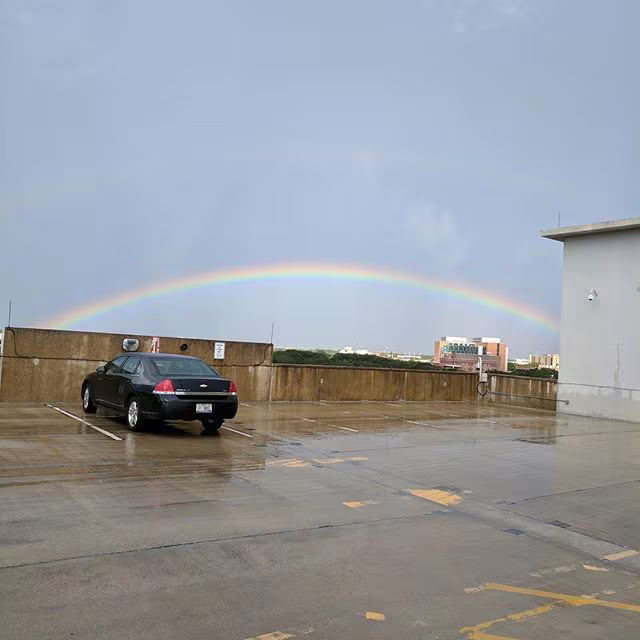 One of the prettier rainbows I have seen. God's remainder of no more floods like the one in Noah's time.