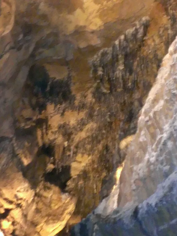 Textured limestone cave wall in warm light